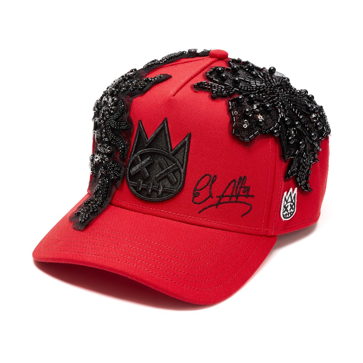 Cult X El Alfa Lurex EMB Logo Panel Frame Trucker Hat- Red
