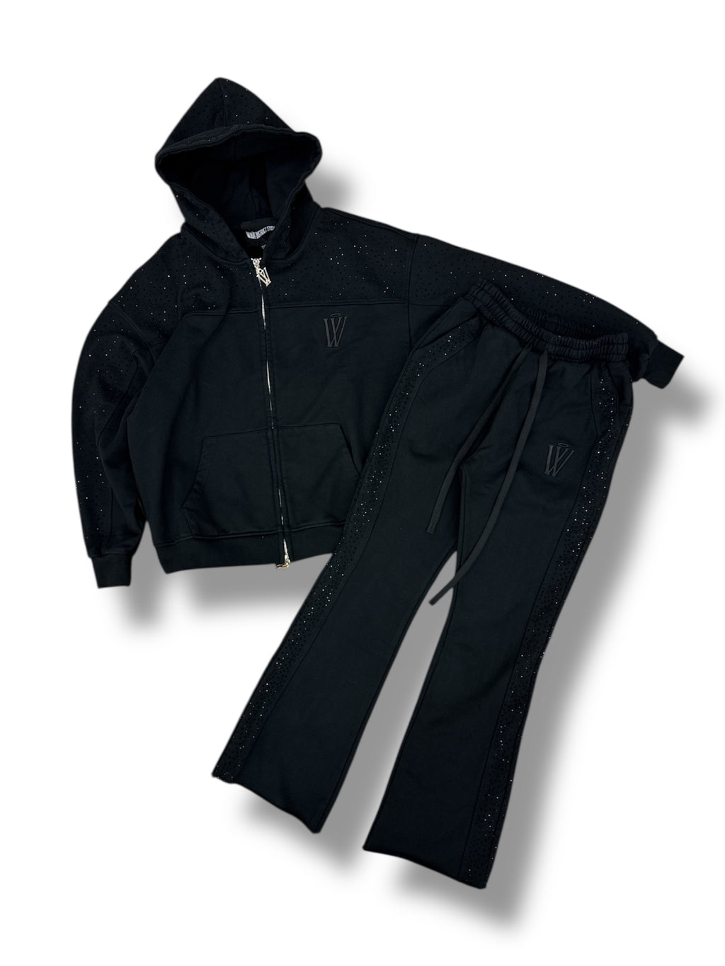 Wave Distressed Pants- Blk