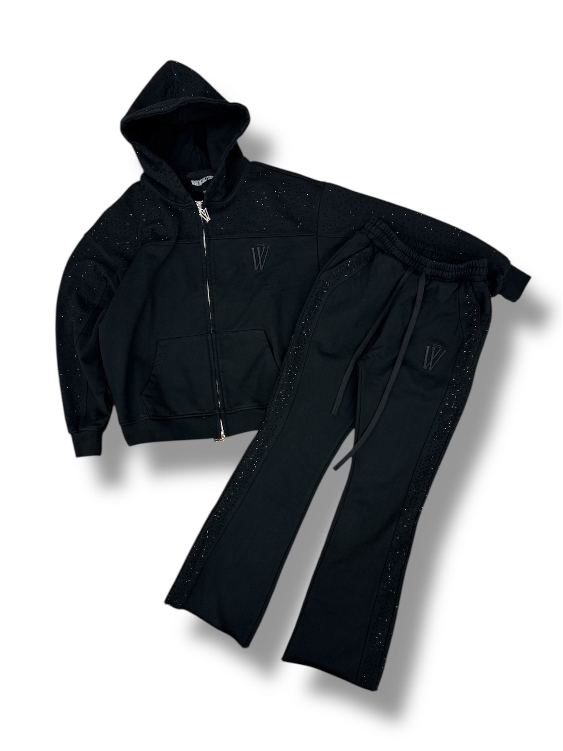 Wave Distressed Pants- Blk