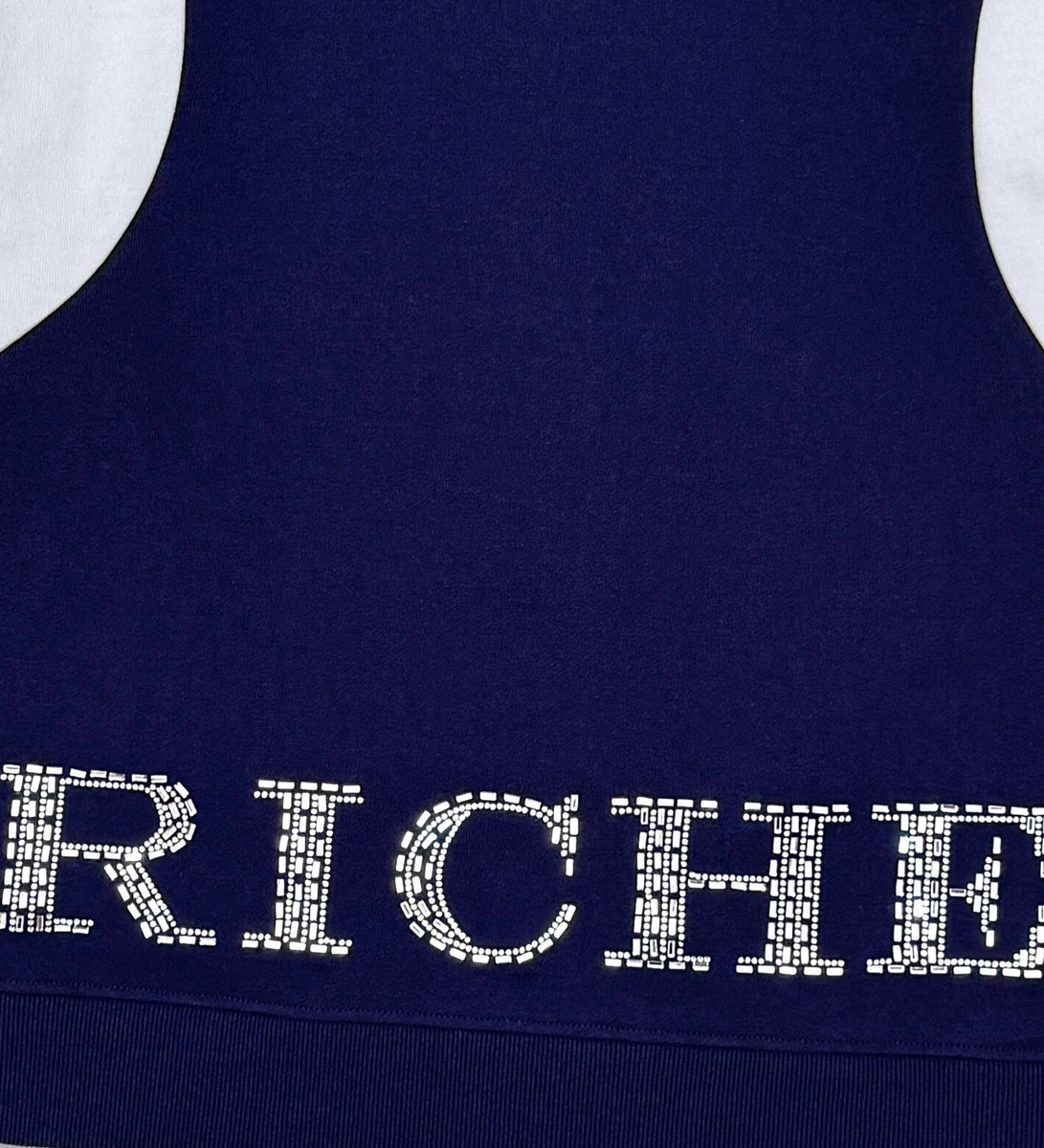 VIE RICHE Embossed V Hoodie- BLUE