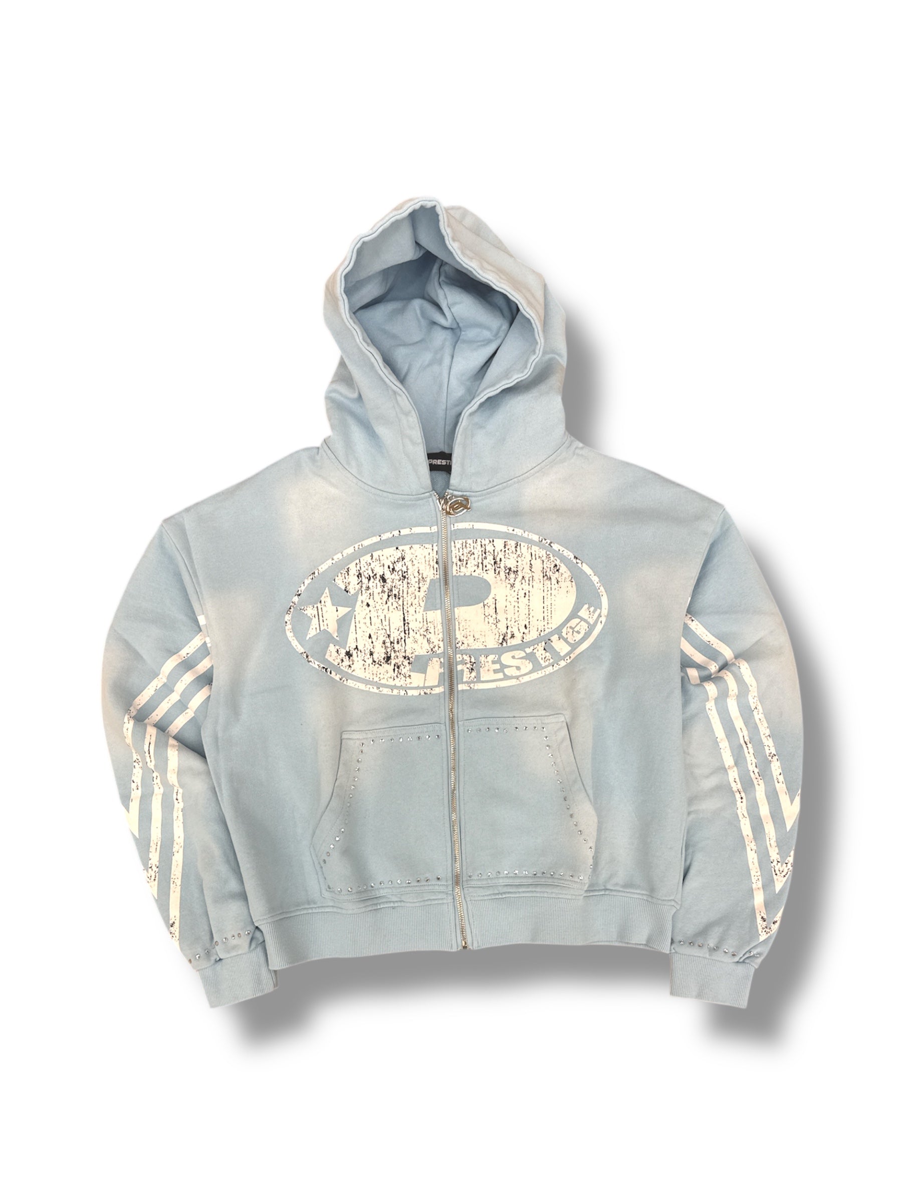 Prestige Big P Zip Up Hoodie-Sky Blue