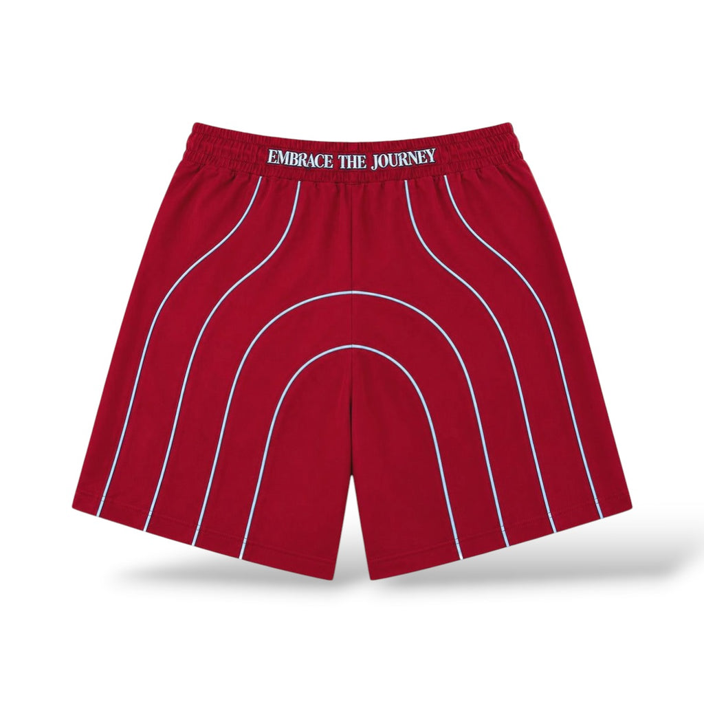 PM 'Reflective Piping' Nylon Shorts- Red
