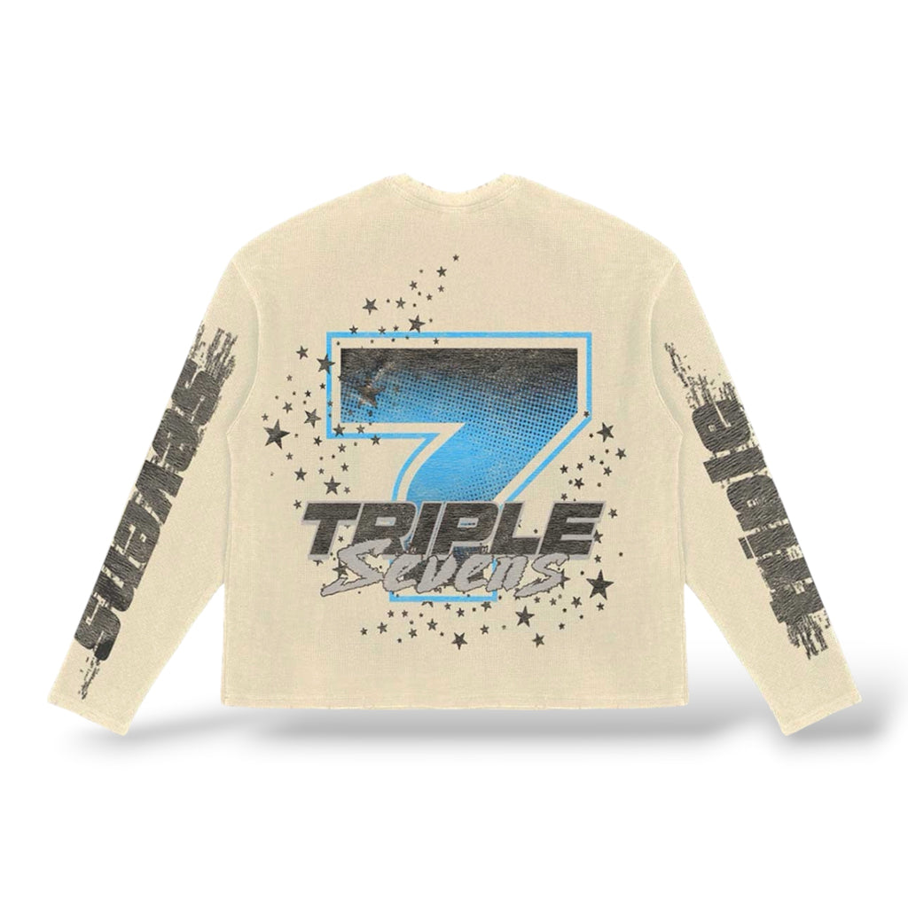 Triple 7 'All Star V2 Knit' LongSlevee- Cream