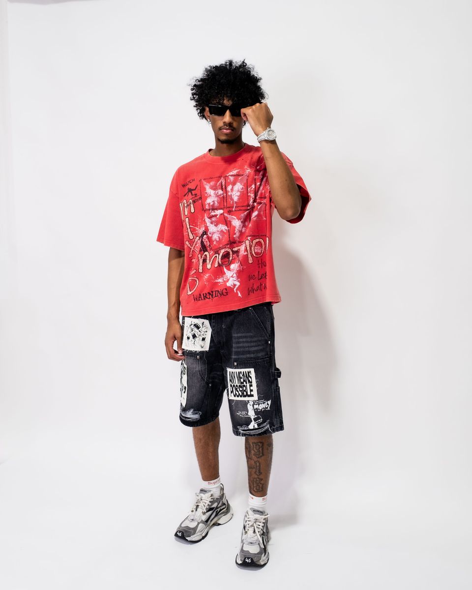 M.E 'AI' Denim Shorts- Black