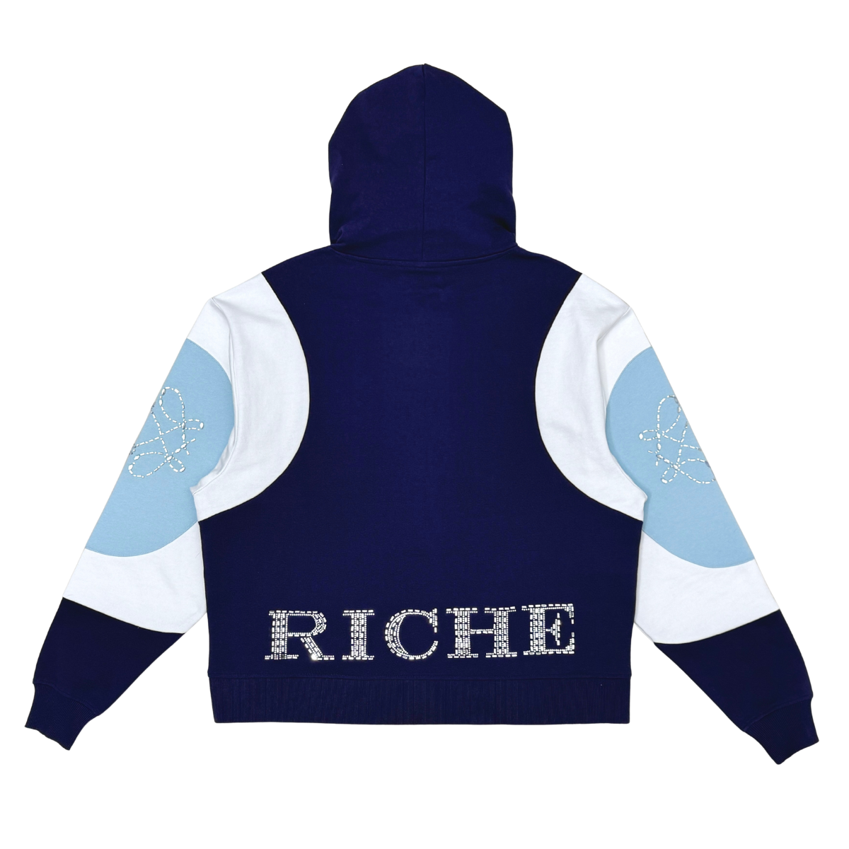 VIE RICHE Embossed V Hoodie- BLUE