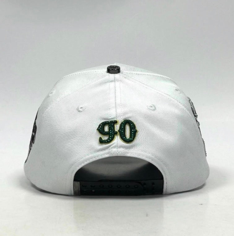 Caps'Fans A's Ninety Cap With Crystals- White/Green