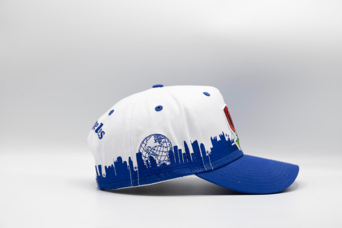 Gth Los Angeles Skyline Snapback Cap- White Blue