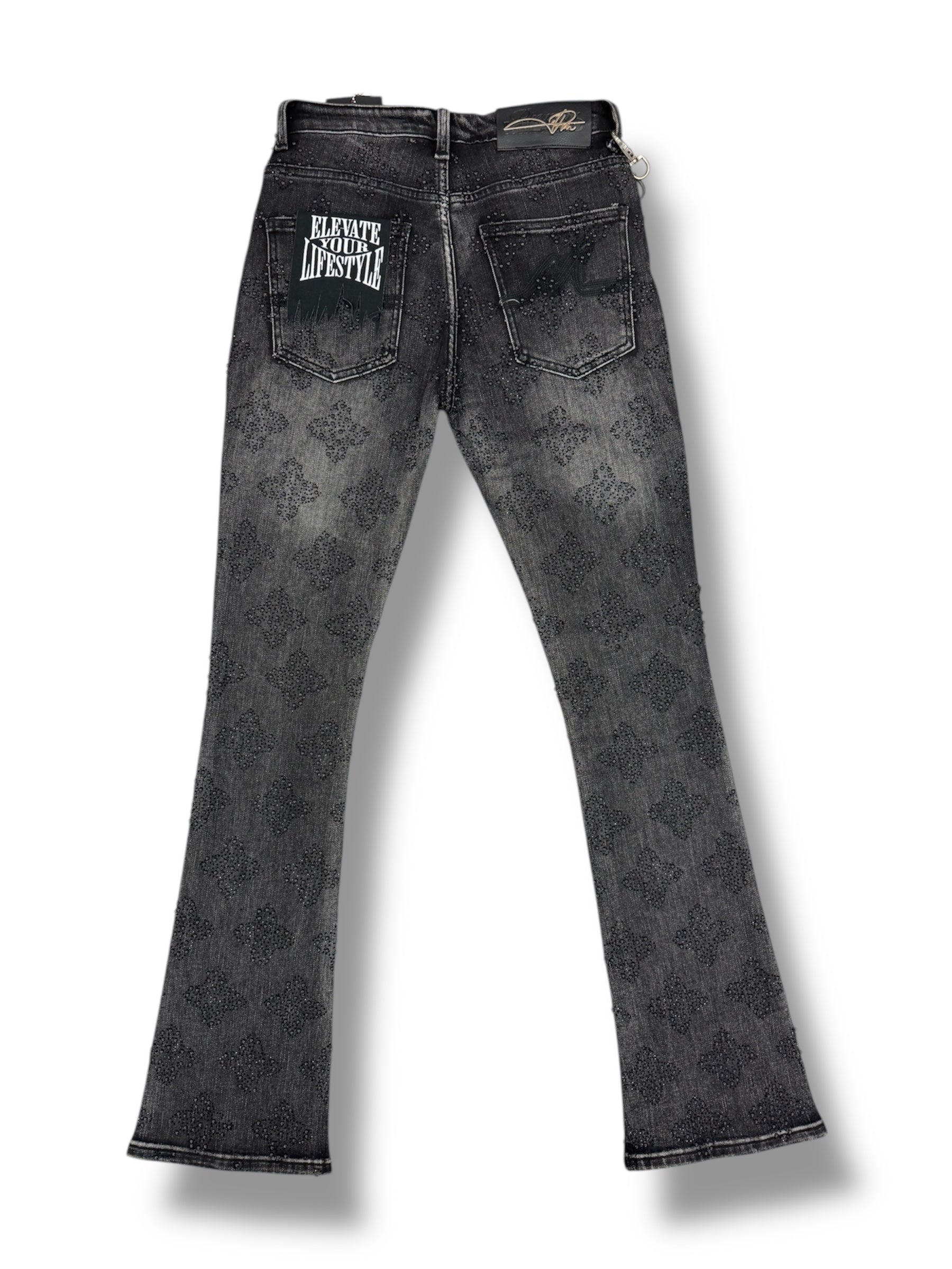 Snow ball stacked jeans- Blk wash