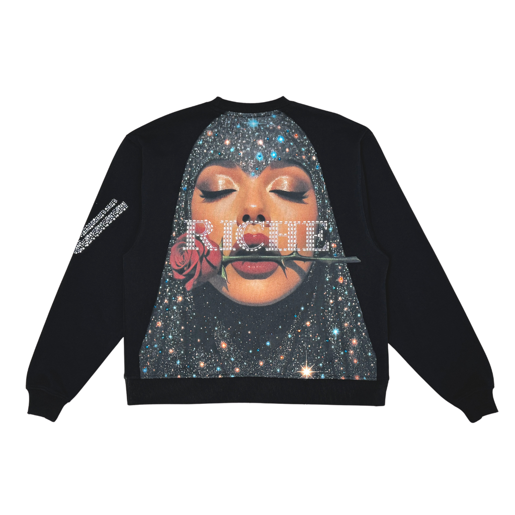 VIE RICHE Live Rose Crew- Black