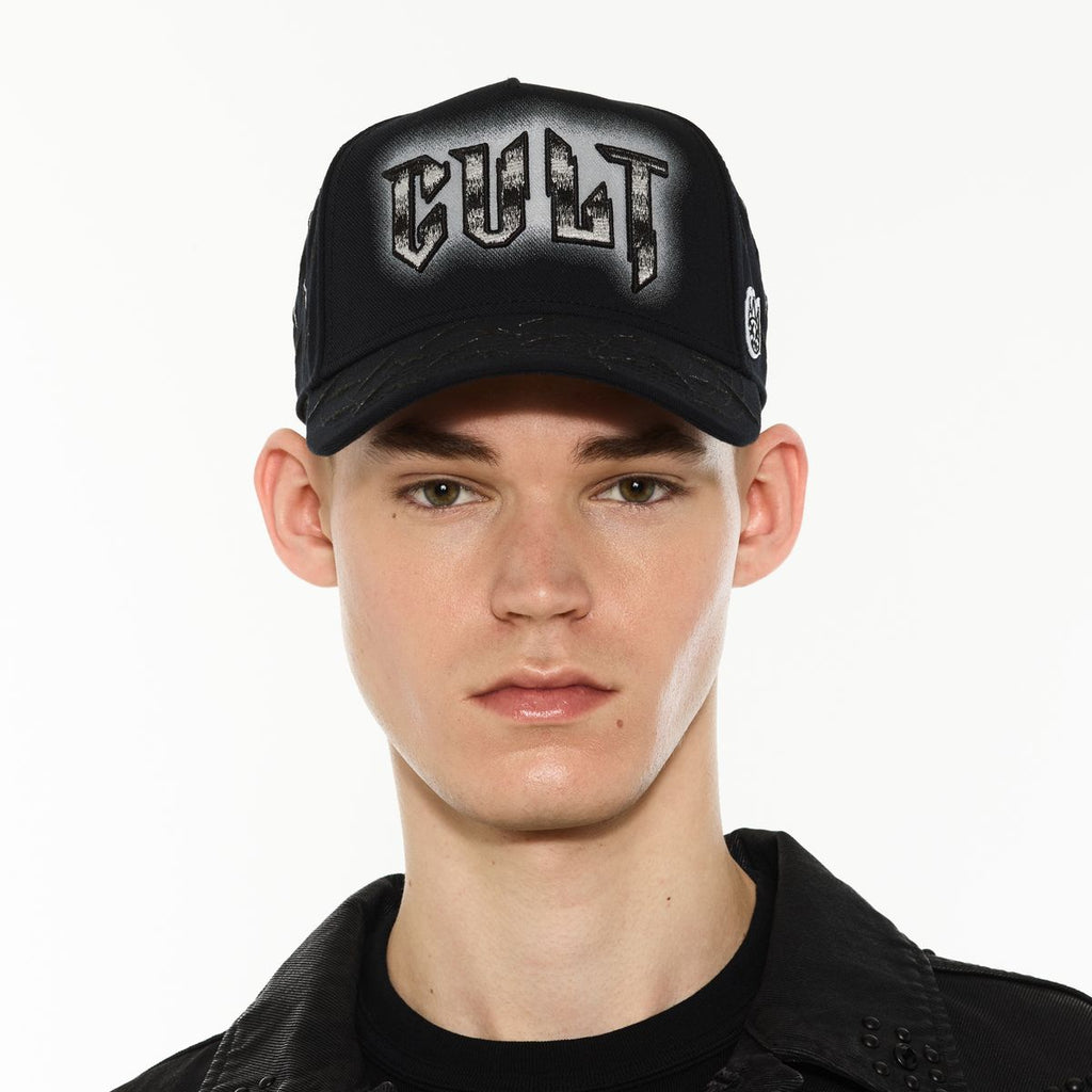 Cult Logo Mesh Back Trucker Hat 'Instruments'- Black