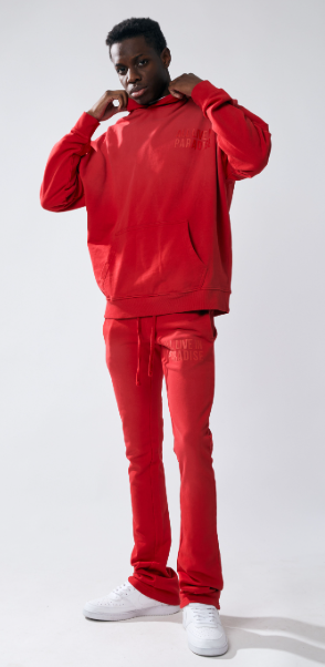 Urban Beast Sun Faded HD Print Hoodie- Red