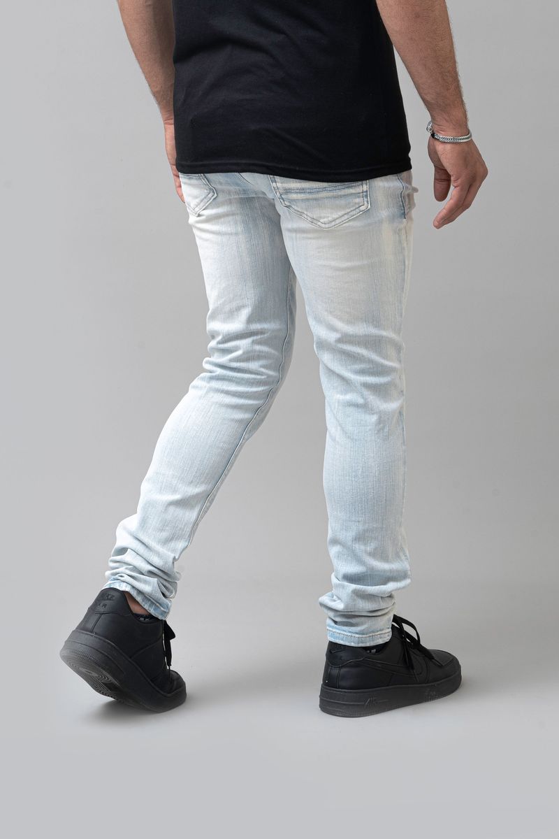 Dzatr '422' Skinny Stretch Denim Jeans- Ice Blue