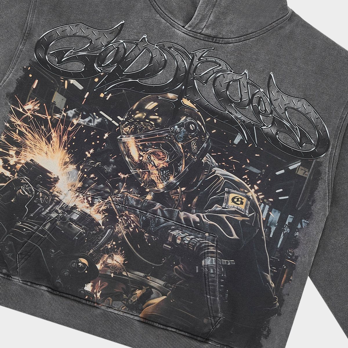 Godspeed Steel Sharpens Steel Hoodie- Grey Wash