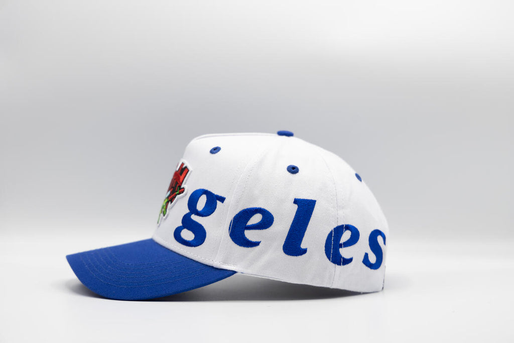 Gth Bold Los Angeles All Around Snapback Cap- White Blue