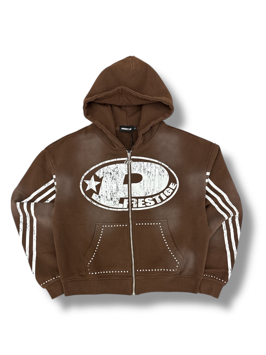 Prestige Big P Zip Up Hoodie- Brown