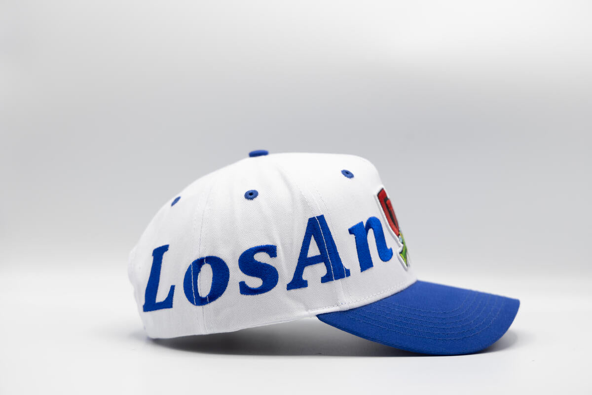 Gth Bold Los Angeles All Around Snapback Cap- White Blue