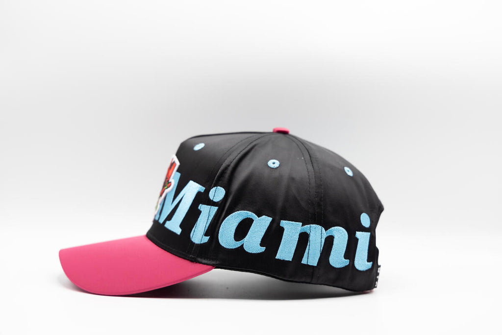 Gth Bold Miami All Around Snapback Cap- Black Pink