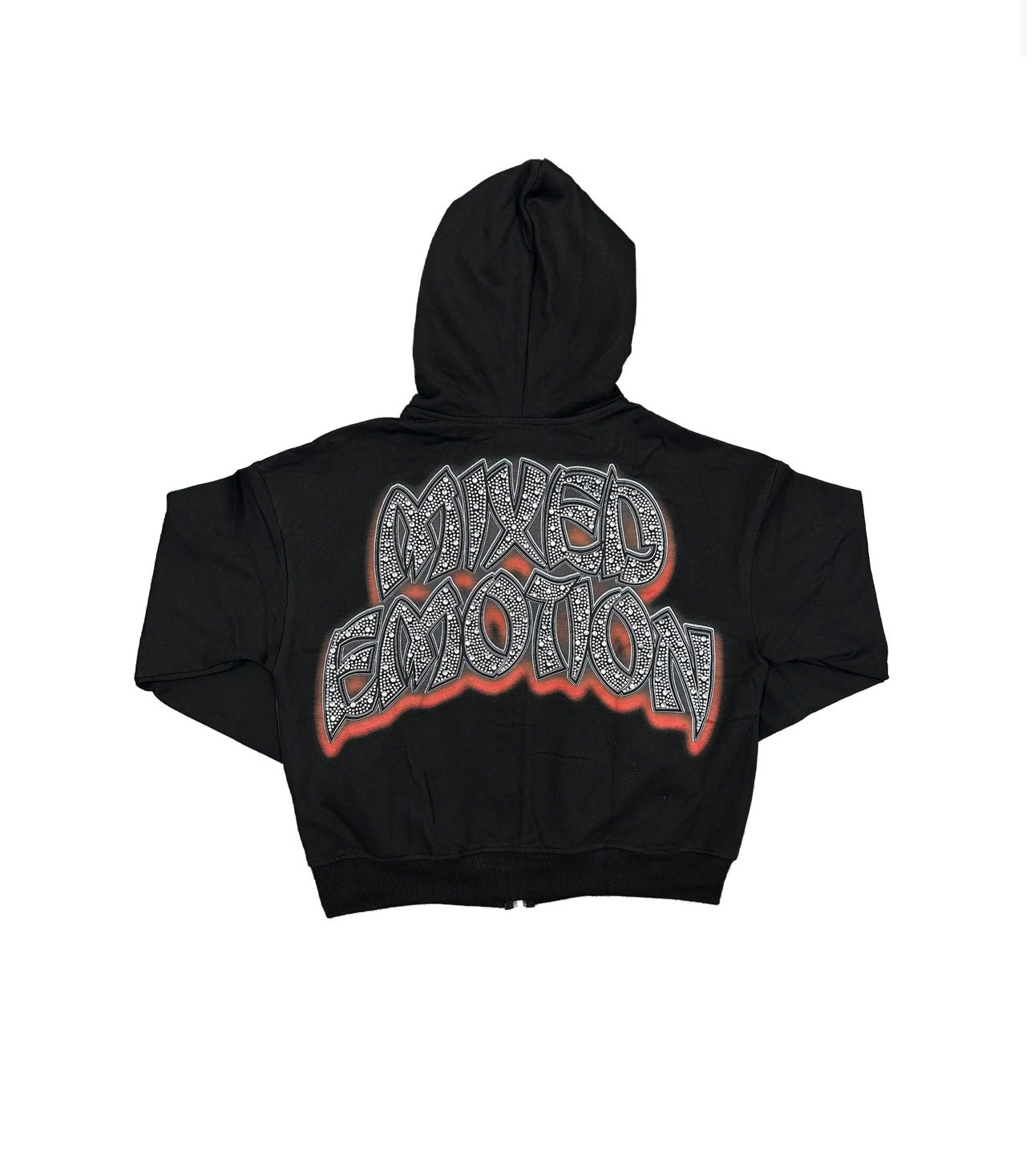 M.E. ‘Last Dance’ Rhinestone Zip Up Hoodie- Black