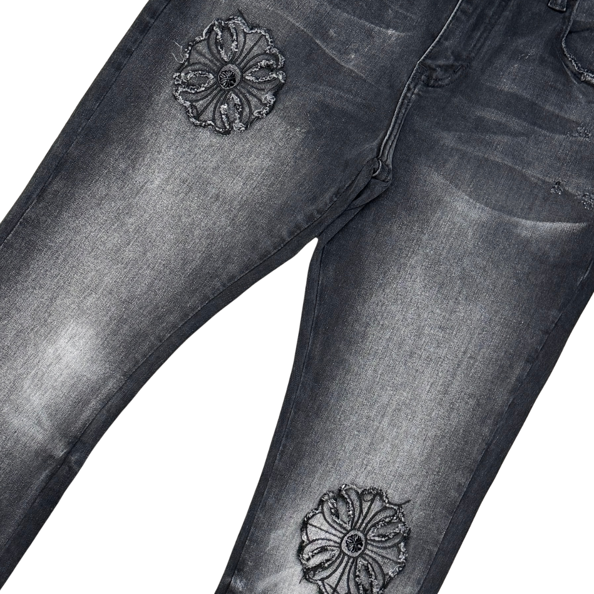 Vicious 'Premium Artwork All Over' Flared Jeans- Black