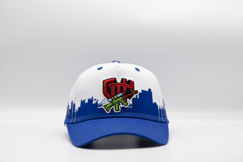 Gth Los Angeles Skyline Snapback Cap- White Blue
