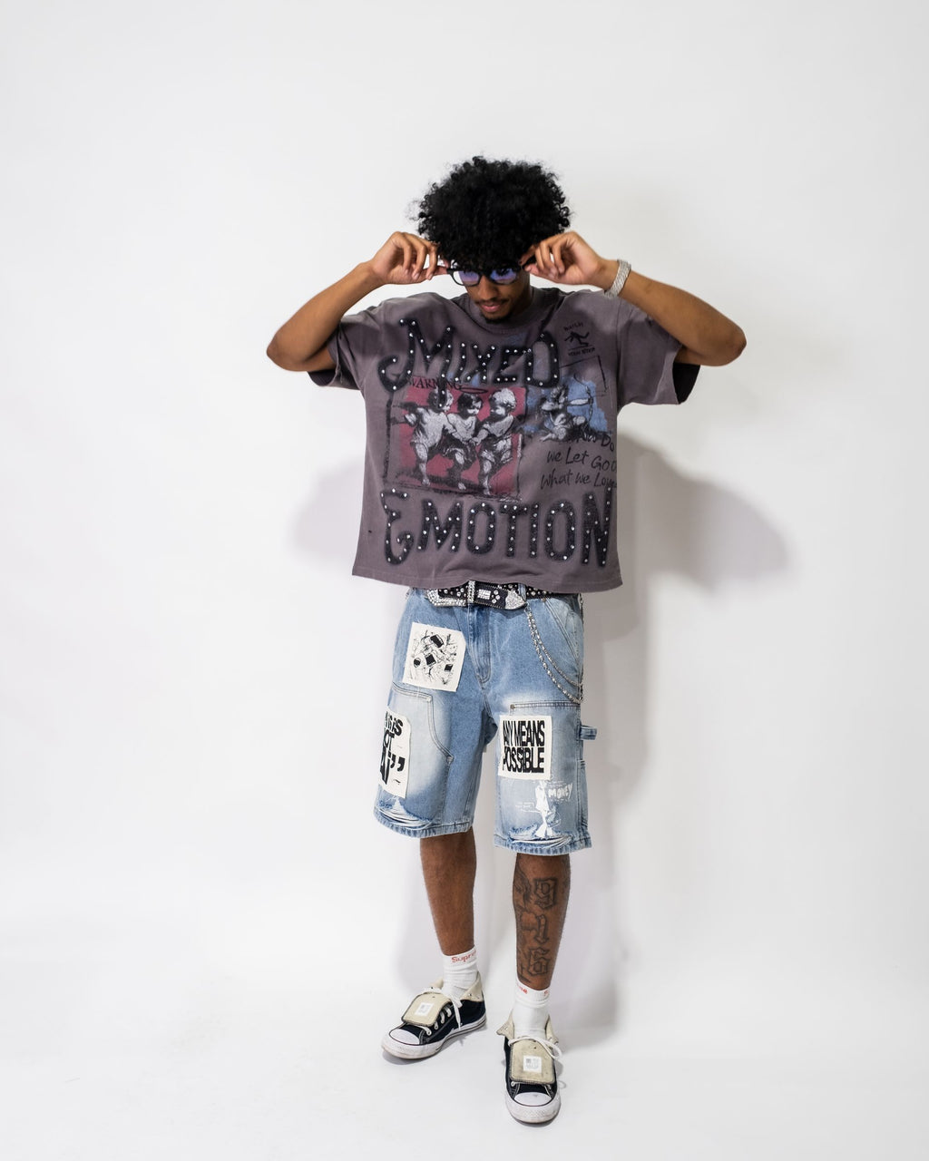 M.E 'AI' Denim Shorts- Blue