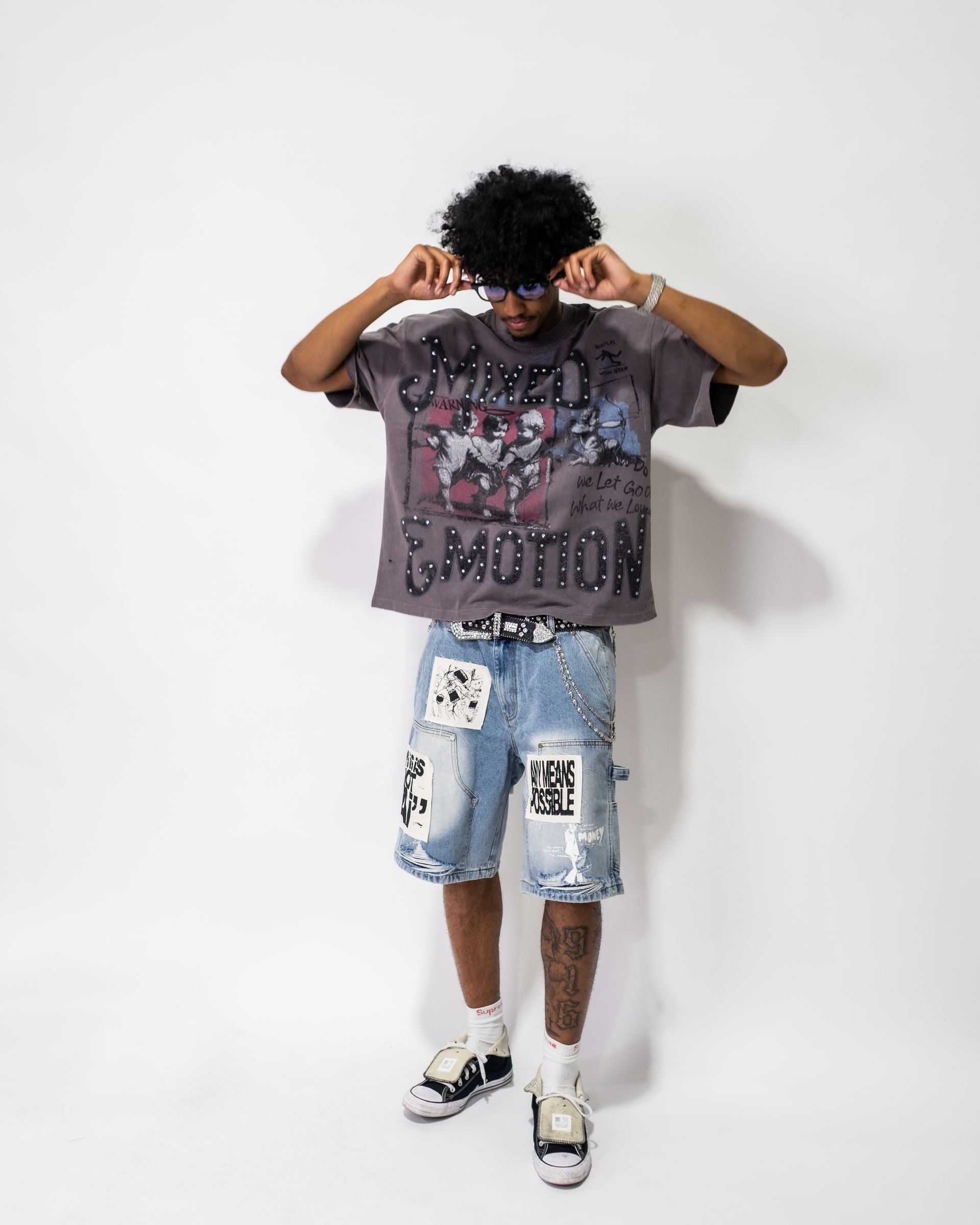 M.E 'AI' Denim Shorts- Blue