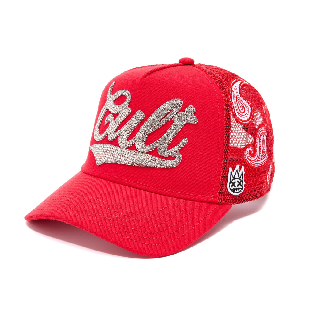 Cult Paisley Logo Mesh Back Trucker Hat- Red
