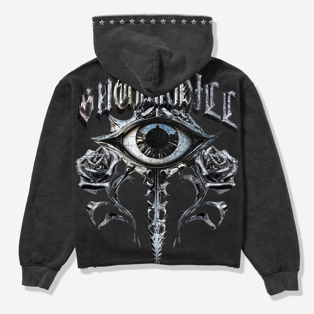 Sugarhill “Body Shop” Zip Up Hoodie- Black Vintage