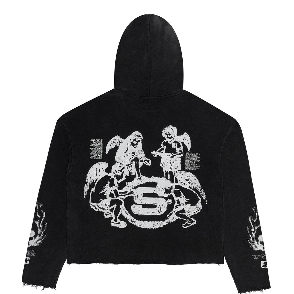 SY-001- Acid wash Freedom fighter crop hoodie