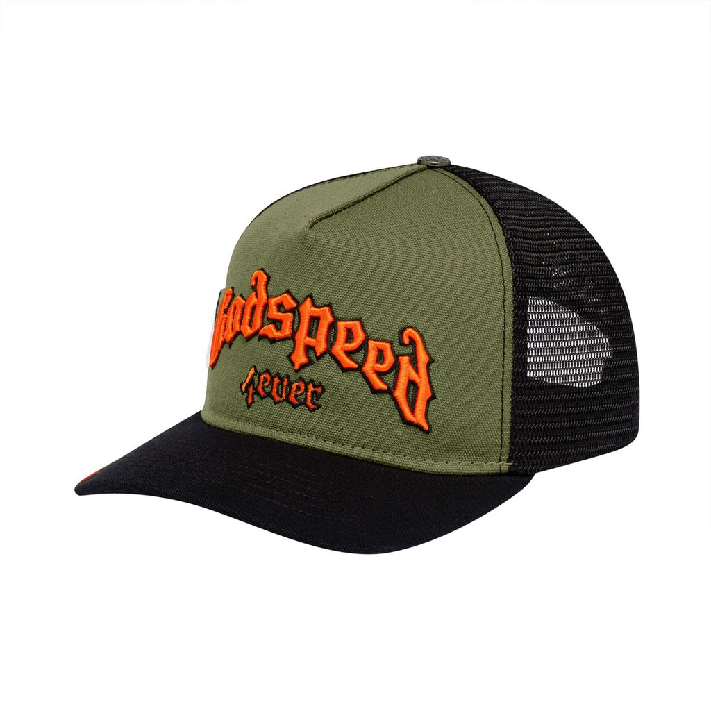Godspeed Forever Trucker Hat- Olive Orange