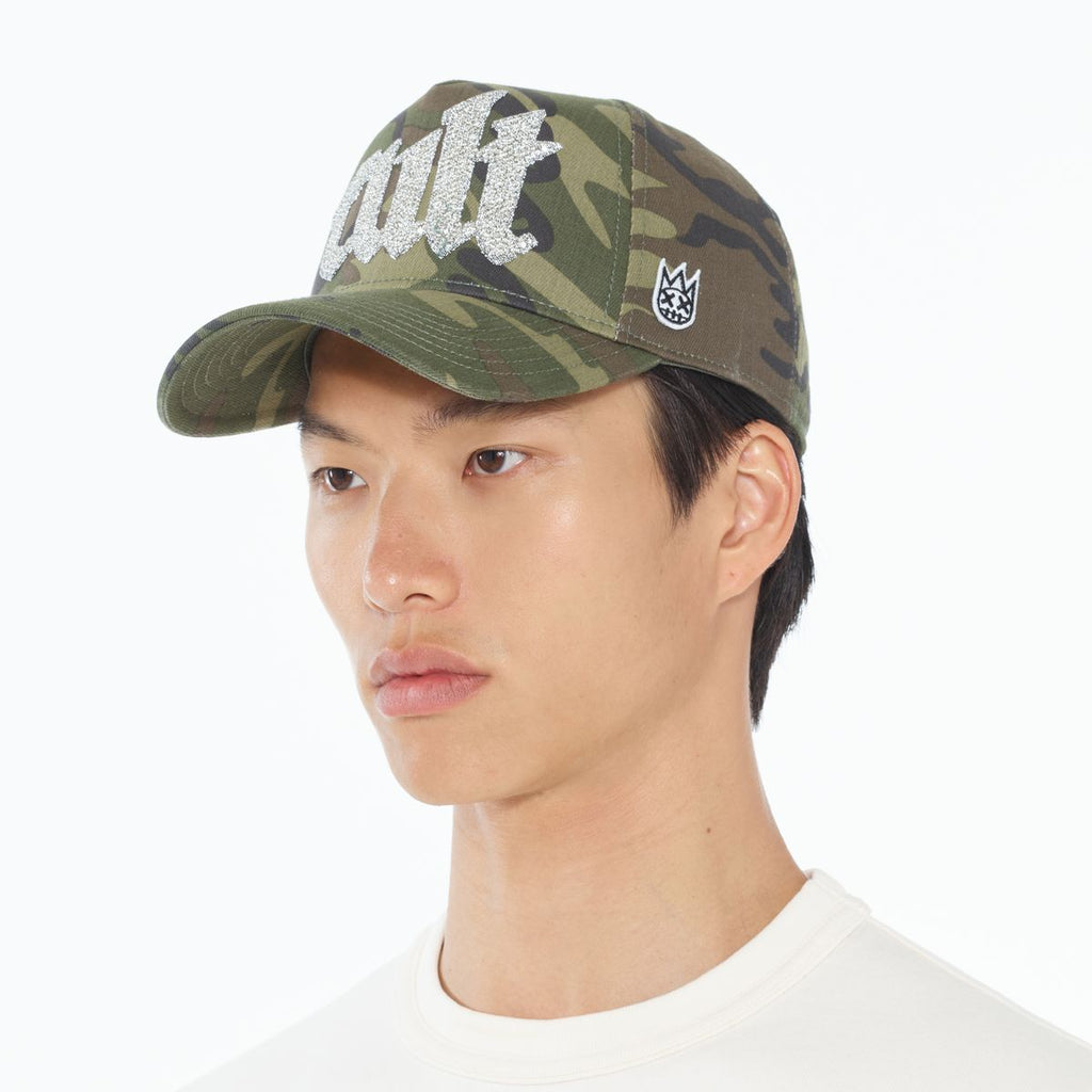 Cult Crystal Script Logo Hat- Camo