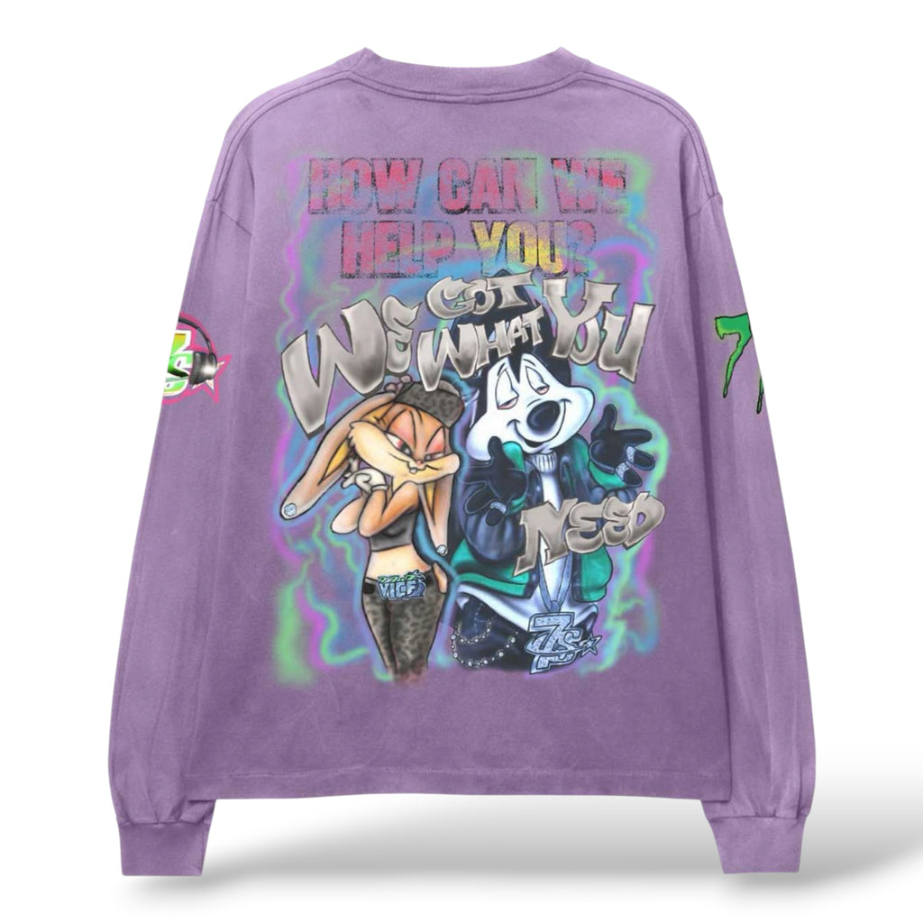 Triple 7 'Graffiti' LongSlevee T-Shirt- Purple