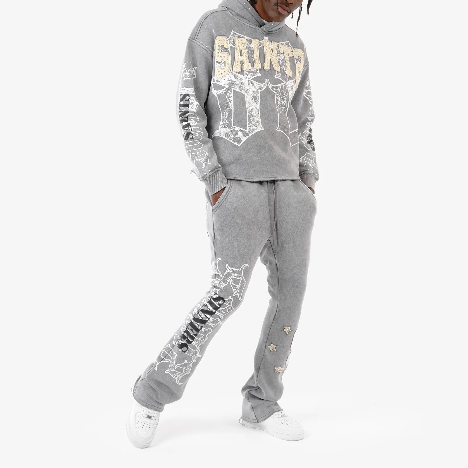 Copper Rivet Saint Hoodie-Grey