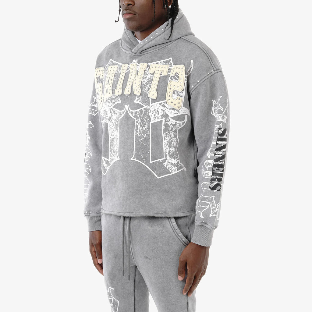 Copper Rivet Saint Hoodie-Grey