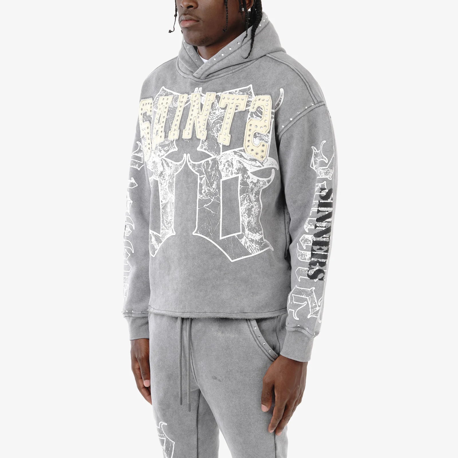 Copper Rivet Saint Hoodie-Grey