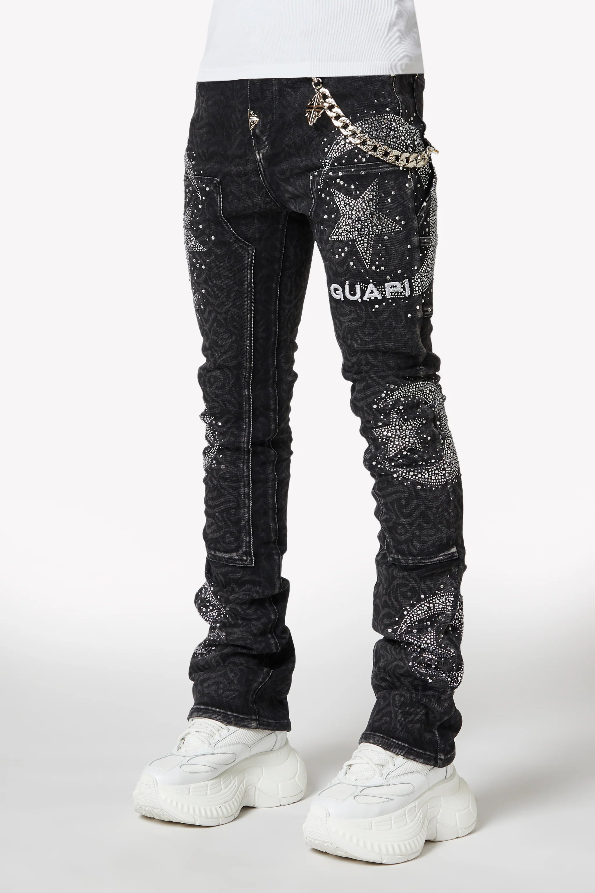 GUAPI Obsidian Black Calligraphy Denim