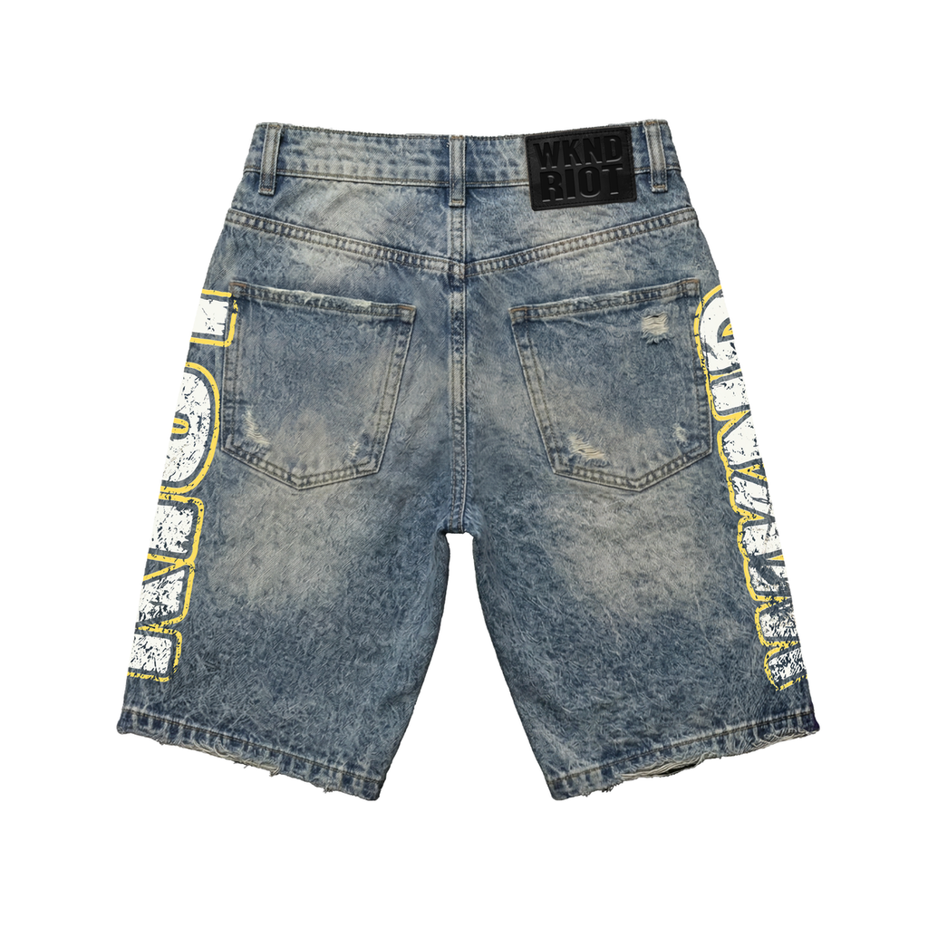 WKND 'Chaos Festival' Denim Jean Shorts-  Blue