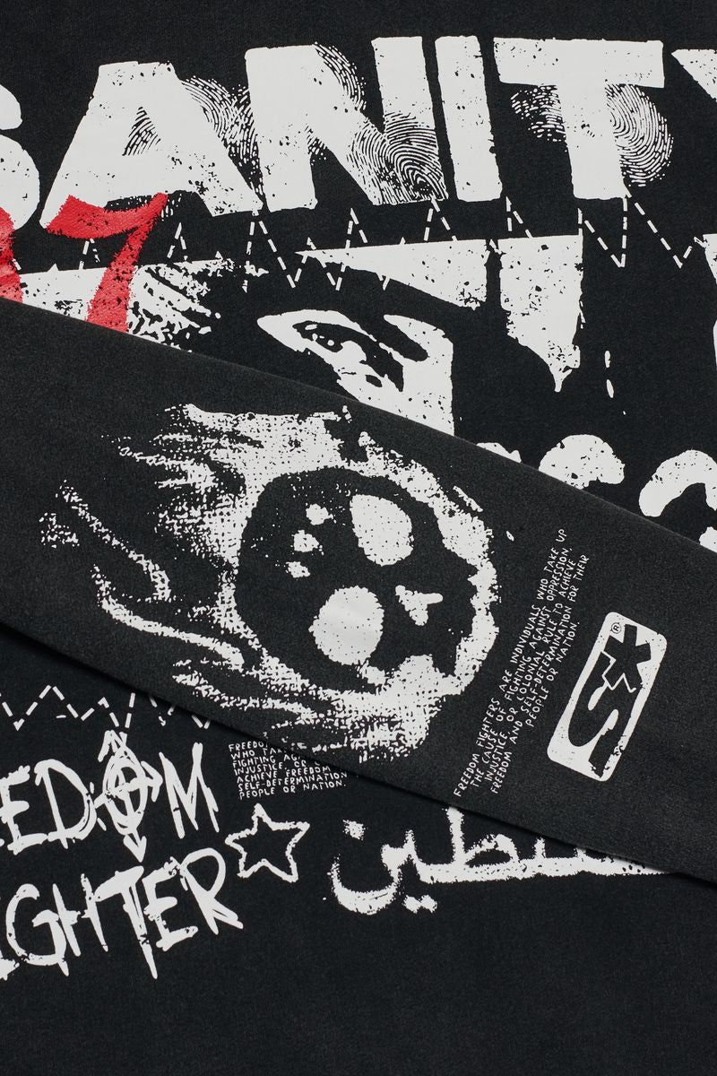SY-001- Acid wash Freedom fighter crop hoodie