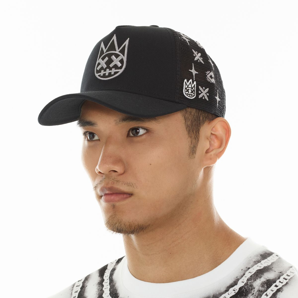 Cult Repeat Pattern Monochromatic Hat- Black