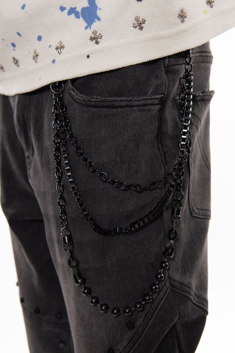 Vicious Embellished Studded Premium Denim - Black