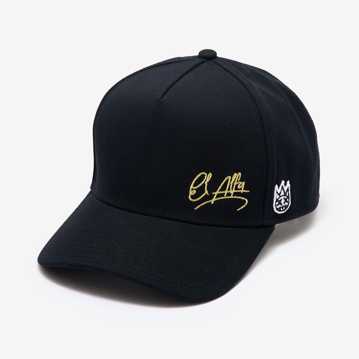 Cult X El Alfa Gold Signature 5 Panel A Frame Trucker Hat- Black