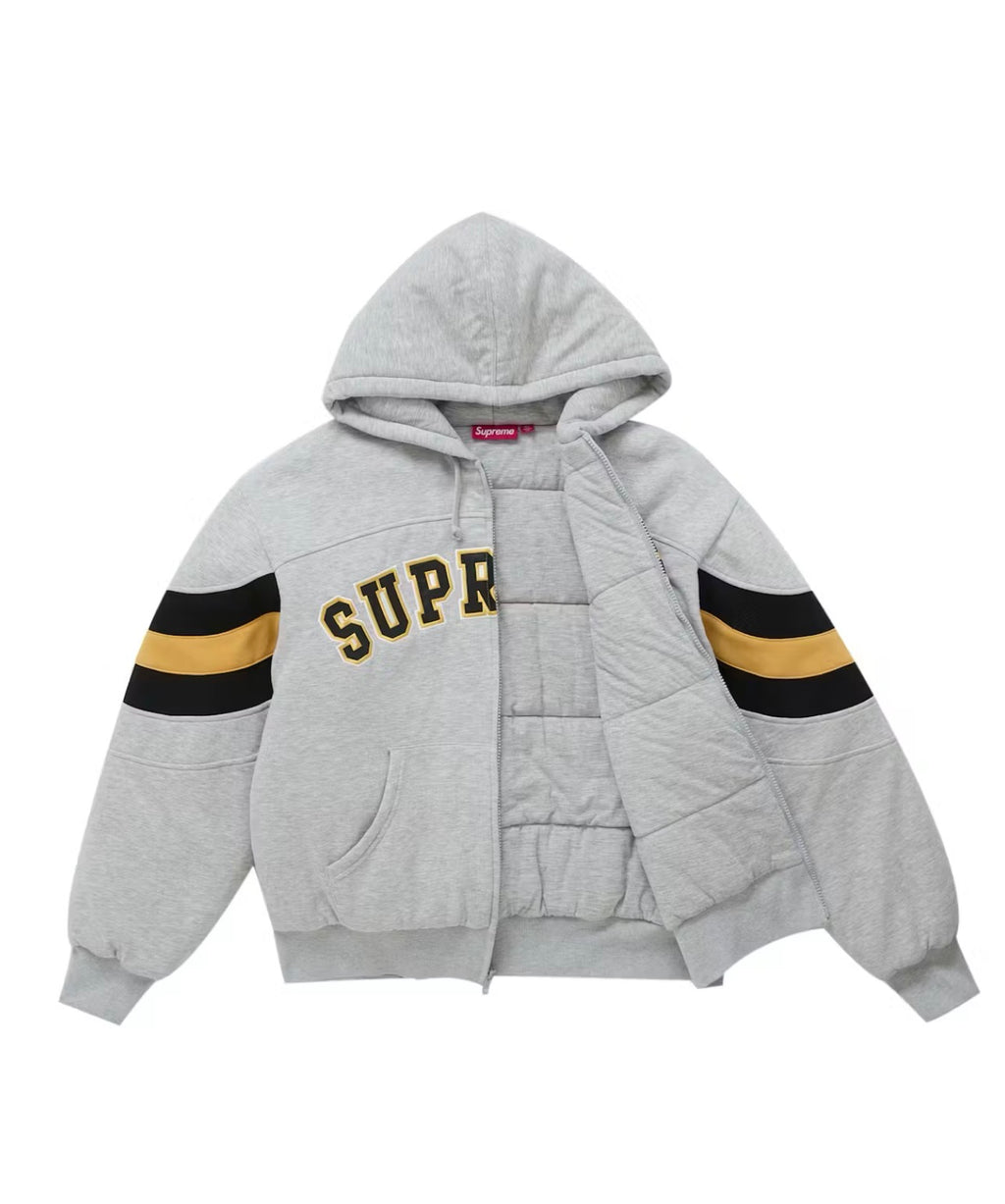 Supreme Filled Zip Up Hoodie- Heather Grey