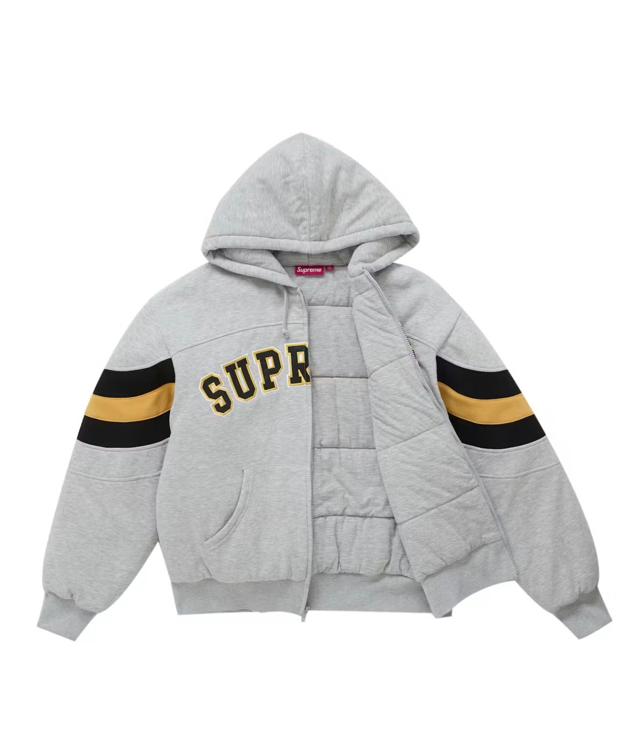 Supreme Filled Zip Up Hoodie- Heather Grey