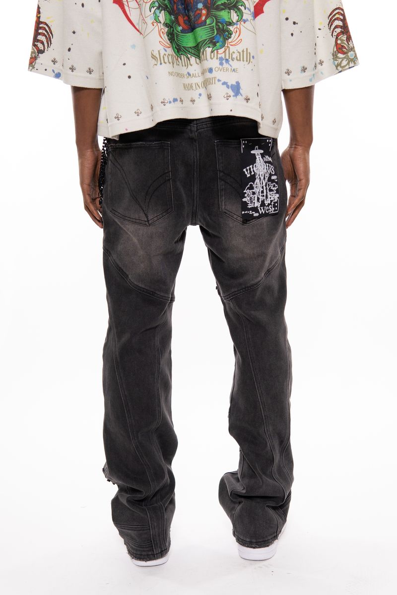 Vicious Embellished Studded Premium Denim - Black