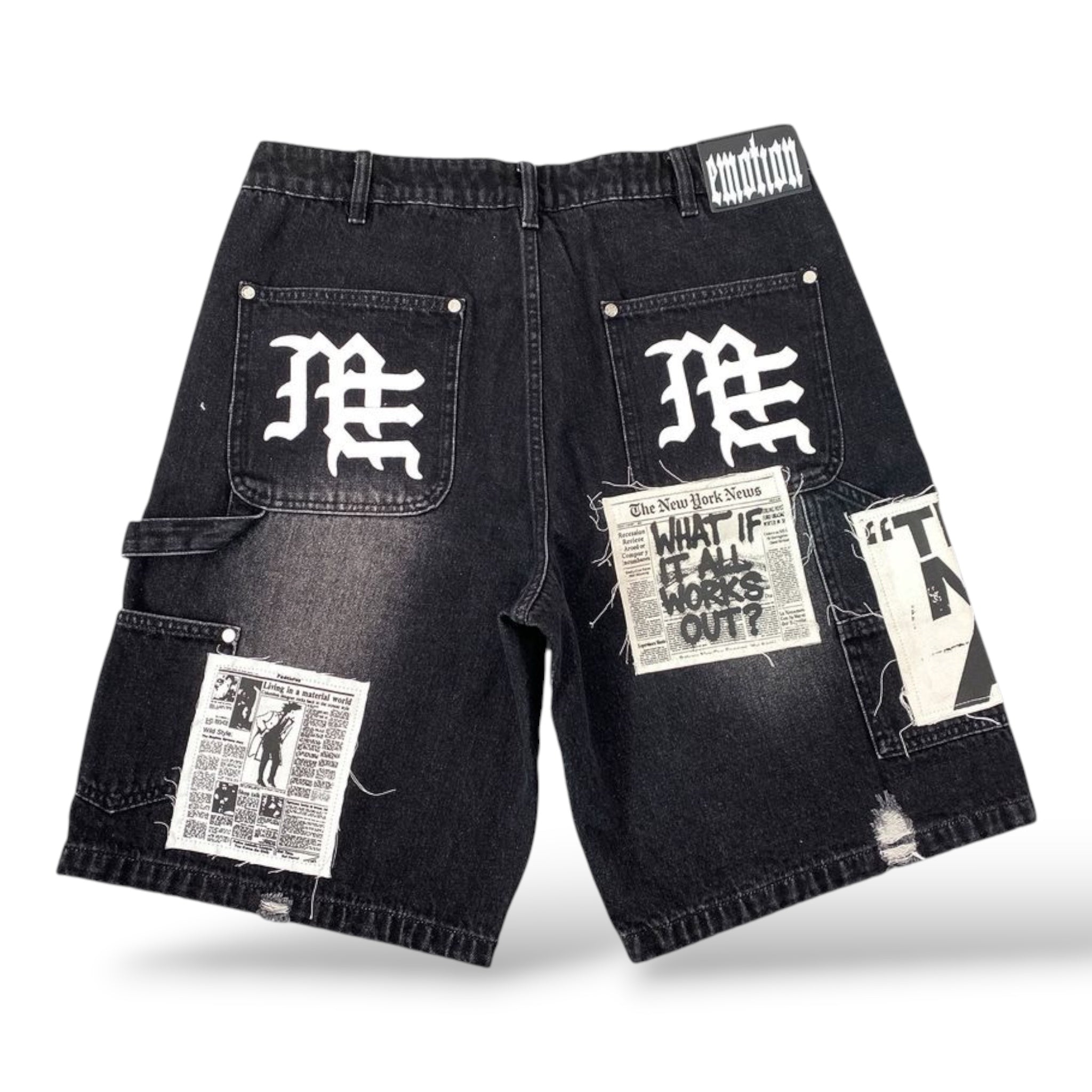 M.E 'AI' Denim Shorts- Black