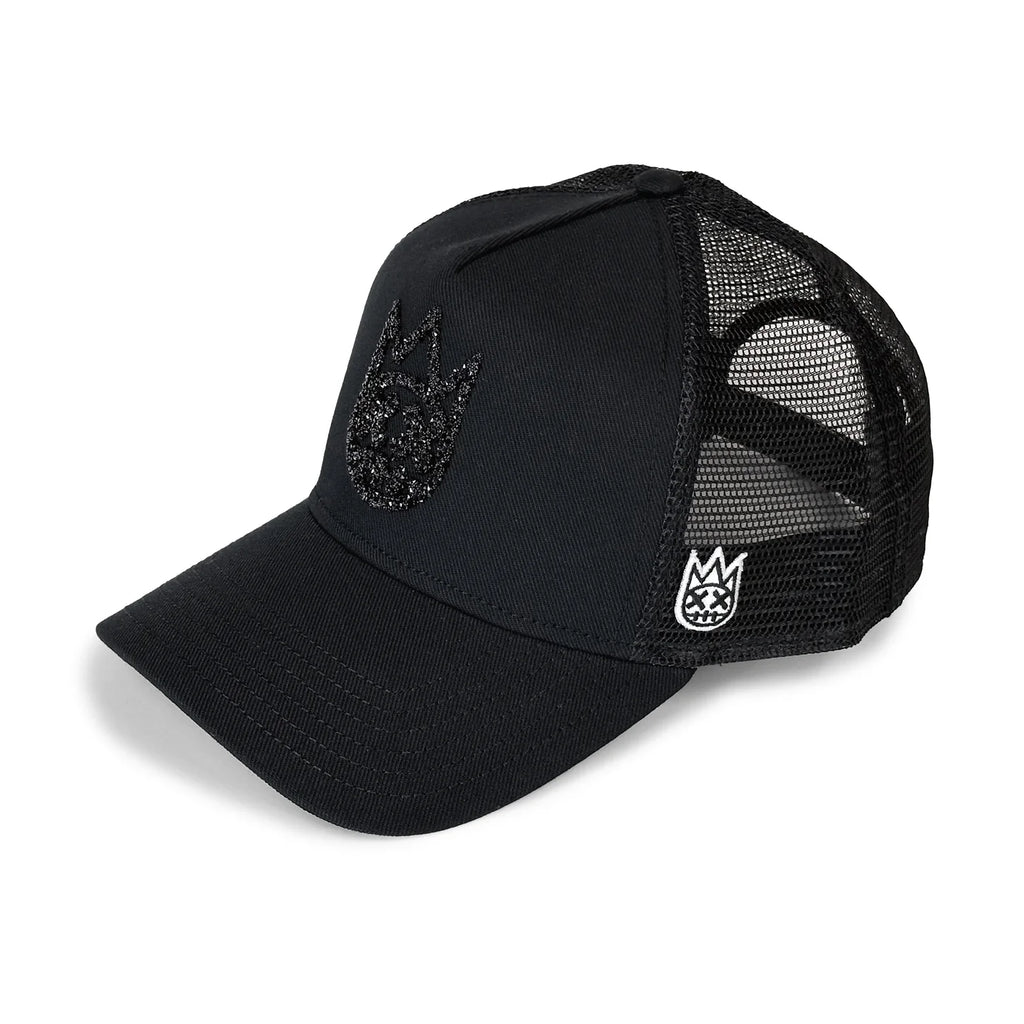 Cult Crystal Logo Mesh Back Trucker Hat- Black