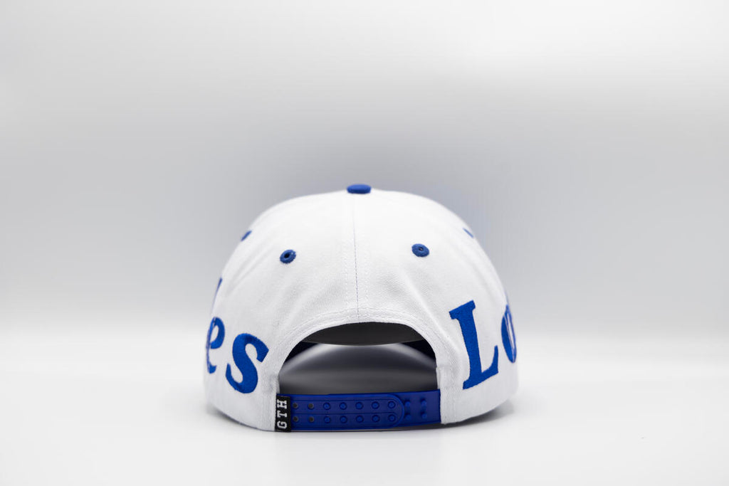Gth Bold Los Angeles All Around Snapback Cap- White Blue
