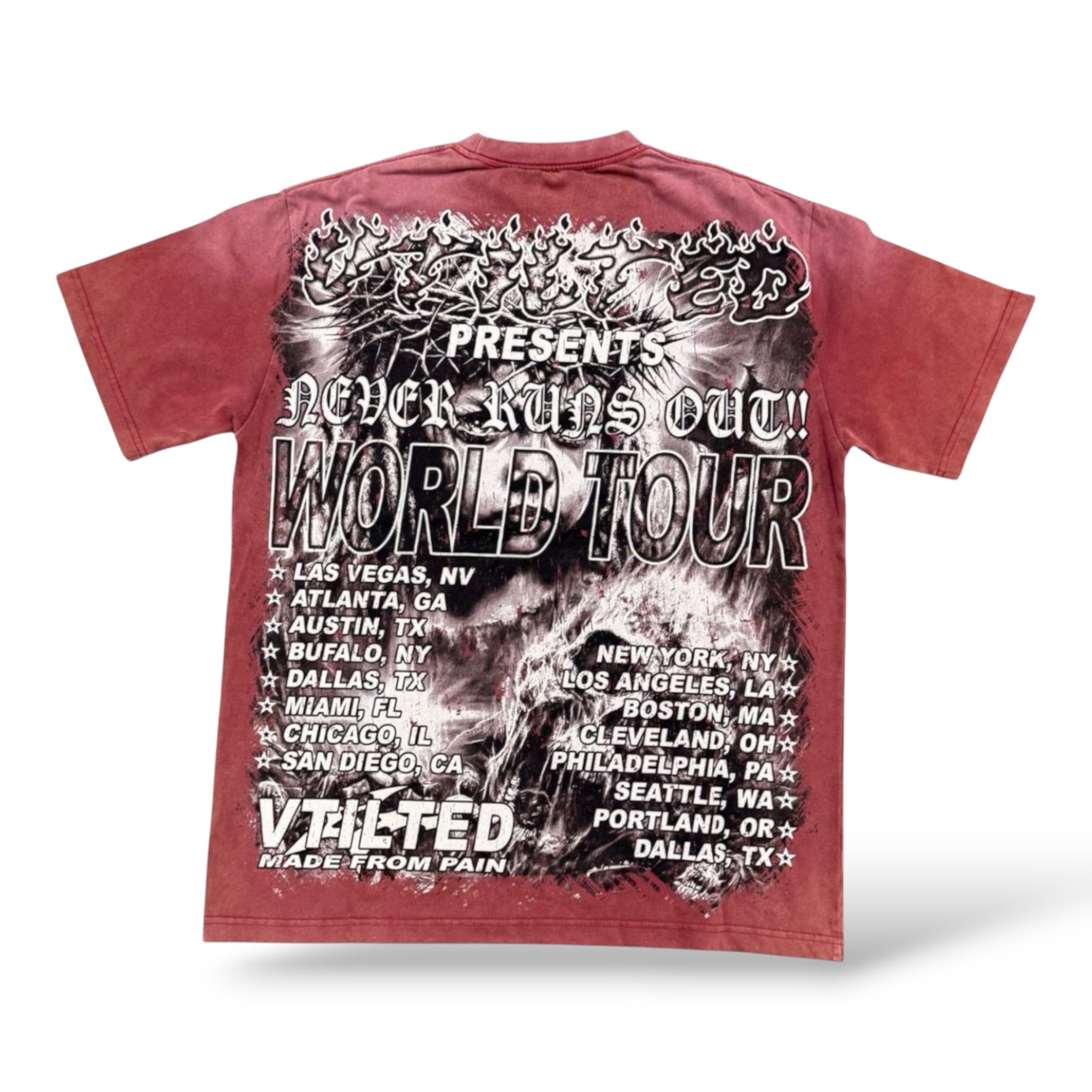VTilted 'Damage' Tee- Berry