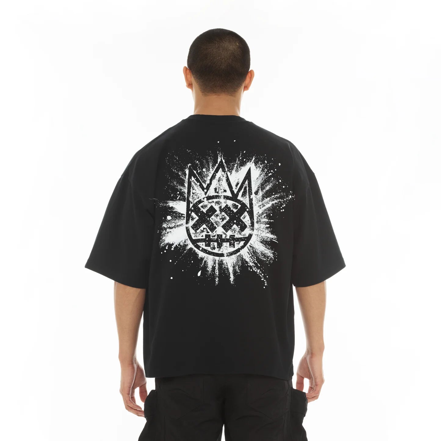 Cult 'Splatter Logo' Oversized Short Sleeve T-Shirt- Black