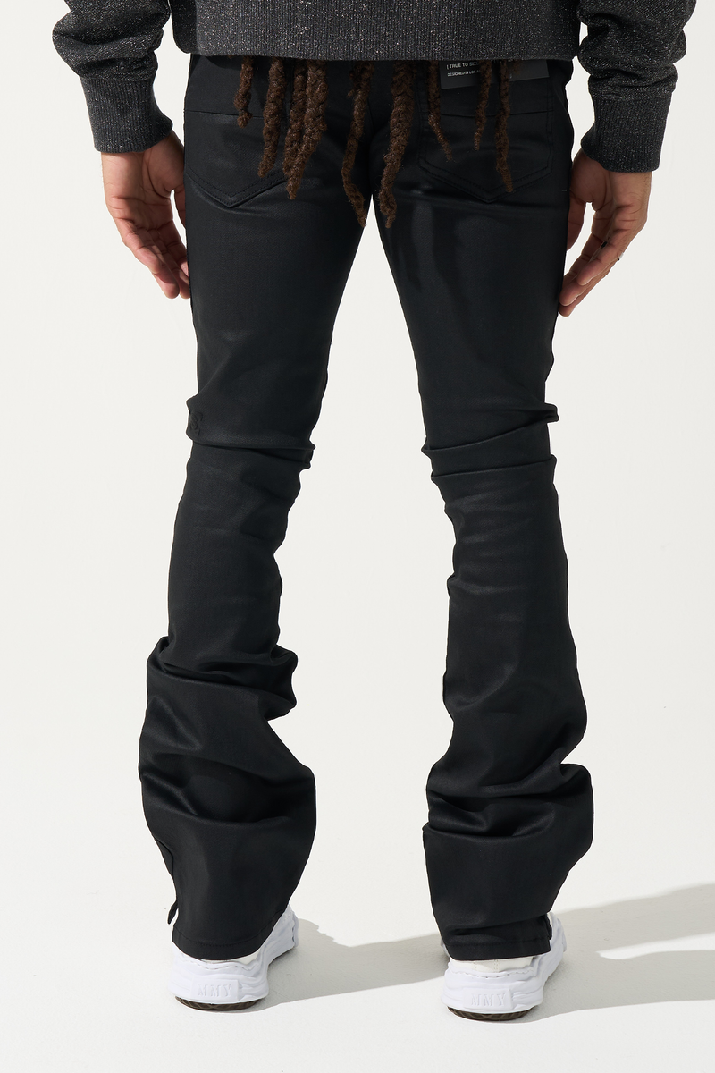 Serenede 'Caviar' Wax Stacked Jeans- Black